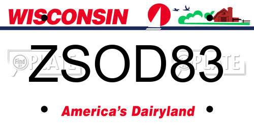 ZSOD83 Wisconsin License Plate