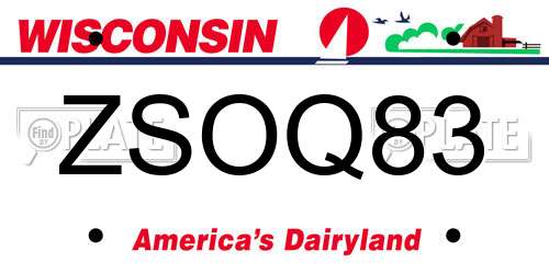 ZSOQ83 Wisconsin License Plate