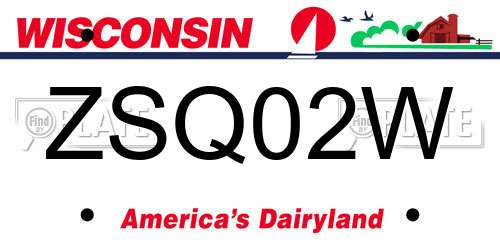 ZSQ02W Wisconsin License Plate