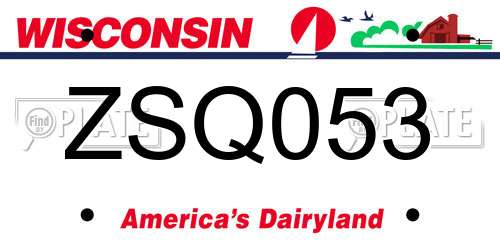 ZSQ053 Wisconsin License Plate