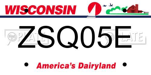 ZSQ05E Wisconsin License Plate