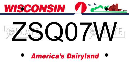 ZSQ07W Wisconsin License Plate