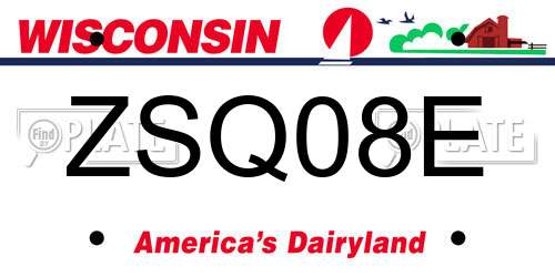 ZSQ08E Wisconsin License Plate