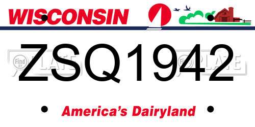 ZSQ1942 Wisconsin License Plate