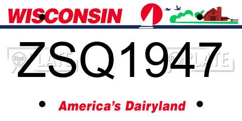 ZSQ1947 Wisconsin License Plate