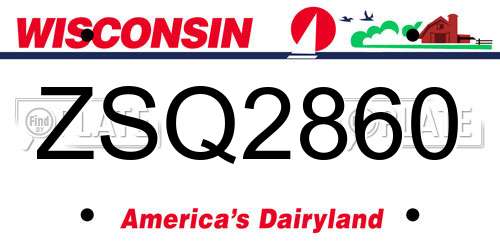 ZSQ2860 Wisconsin License Plate