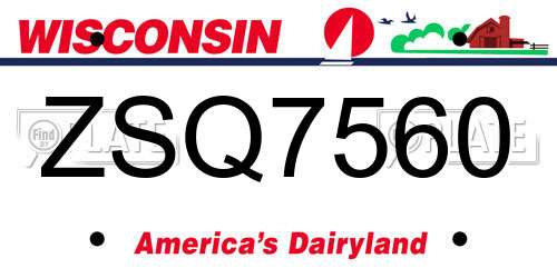 ZSQ7560 Wisconsin License Plate
