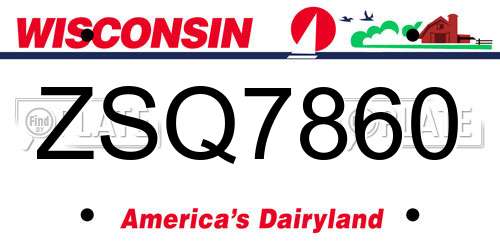 ZSQ7860 Wisconsin License Plate