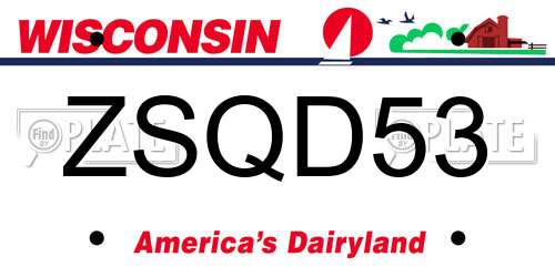 ZSQD53 Wisconsin License Plate