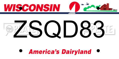 ZSQD83 Wisconsin License Plate