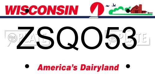 ZSQO53 Wisconsin License Plate