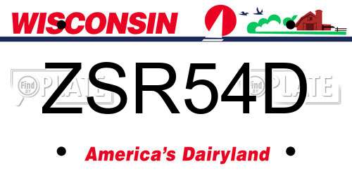 ZSR54D Wisconsin License Plate