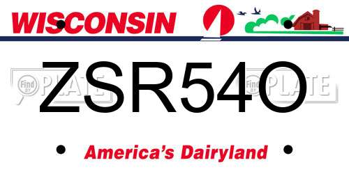 ZSR54O Wisconsin License Plate