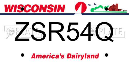 ZSR54Q Wisconsin License Plate
