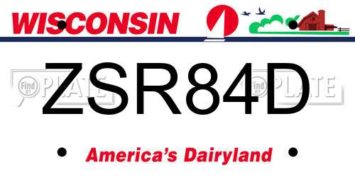 ZSR84D Wisconsin License Plate