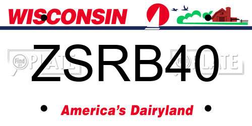 ZSRB40 Wisconsin License Plate