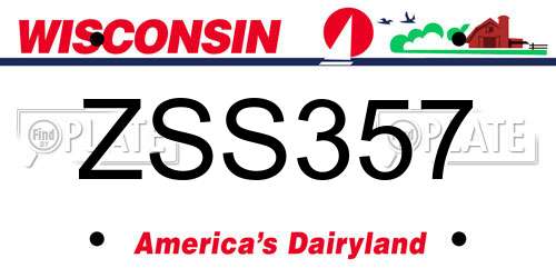 ZSS357 Wisconsin License Plate
