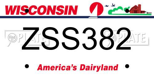 ZSS382 Wisconsin License Plate