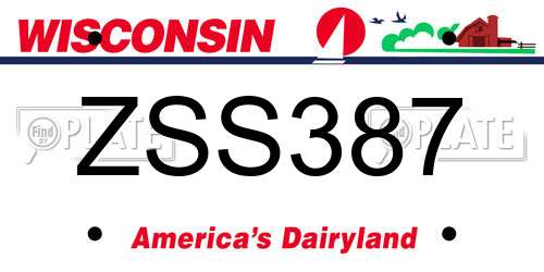 ZSS387 Wisconsin License Plate