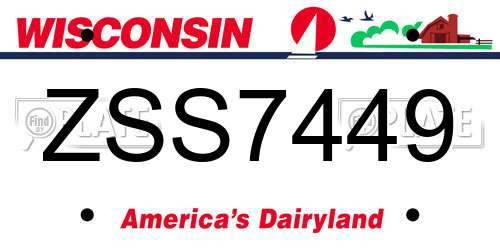 ZSS7449 Wisconsin License Plate