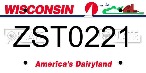 ZST0221 Wisconsin License Plate