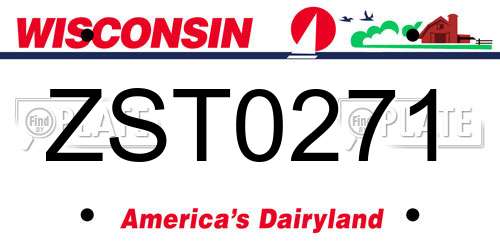 ZST0271 Wisconsin License Plate
