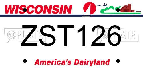 ZST126 Wisconsin License Plate