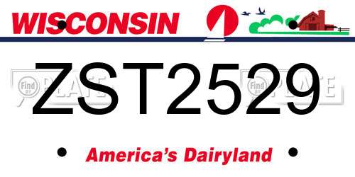 ZST2529 Wisconsin License Plate