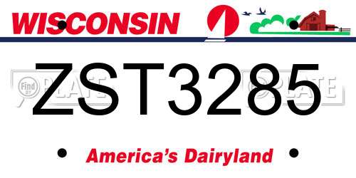 ZST3285 Wisconsin License Plate