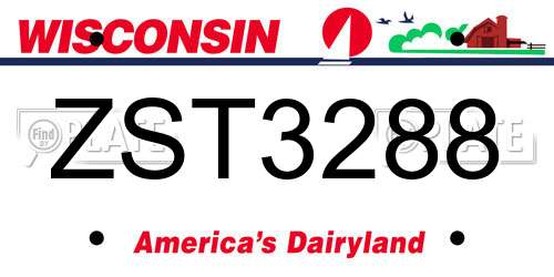 ZST3288 Wisconsin License Plate