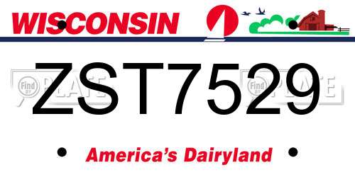 ZST7529 Wisconsin License Plate