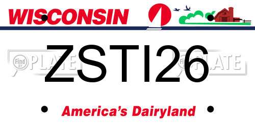 ZSTI26 Wisconsin License Plate