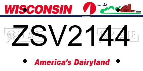 ZSV2144 Wisconsin License Plate