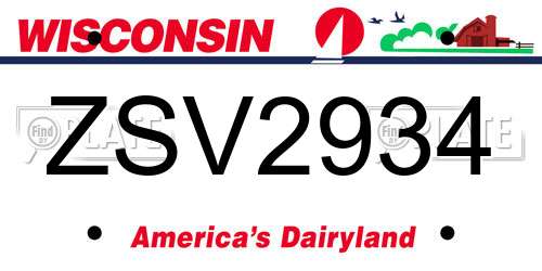 ZSV2934 Wisconsin License Plate