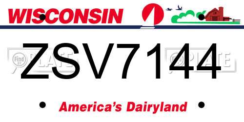 ZSV7144 Wisconsin License Plate