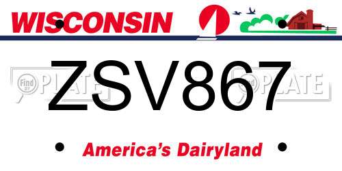ZSV867 Wisconsin License Plate