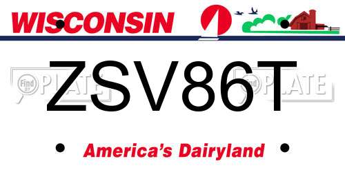 ZSV86T Wisconsin License Plate