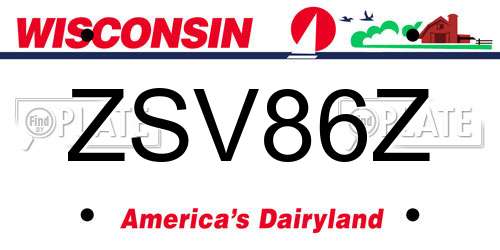 ZSV86Z Wisconsin License Plate