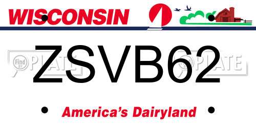 ZSVB62 Wisconsin License Plate