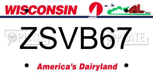 ZSVB67 Wisconsin License Plate