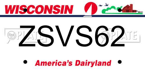 ZSVS62 Wisconsin License Plate