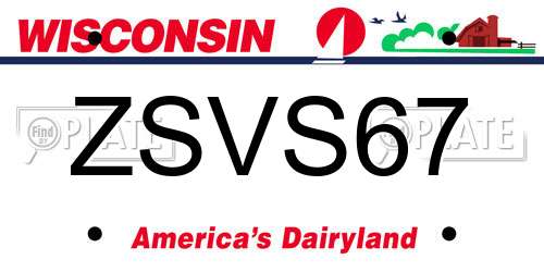 ZSVS67 Wisconsin License Plate