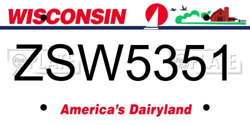 ZSW5351 Wisconsin License Plate