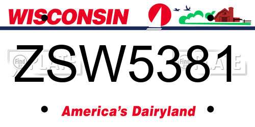 ZSW5381 Wisconsin License Plate