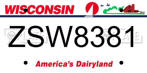 ZSW8381 Wisconsin License Plate