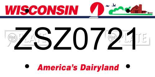 ZSZ0721 Wisconsin License Plate