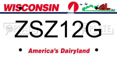 ZSZ12G Wisconsin License Plate