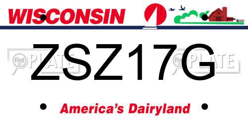 ZSZ17G Wisconsin License Plate