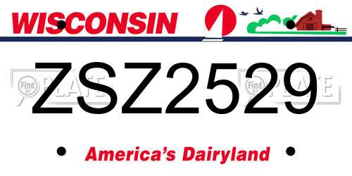ZSZ2529 Wisconsin License Plate