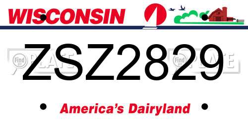 ZSZ2829 Wisconsin License Plate